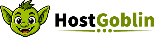 HostGoblin — a cheerful green goblin beside the wordmark